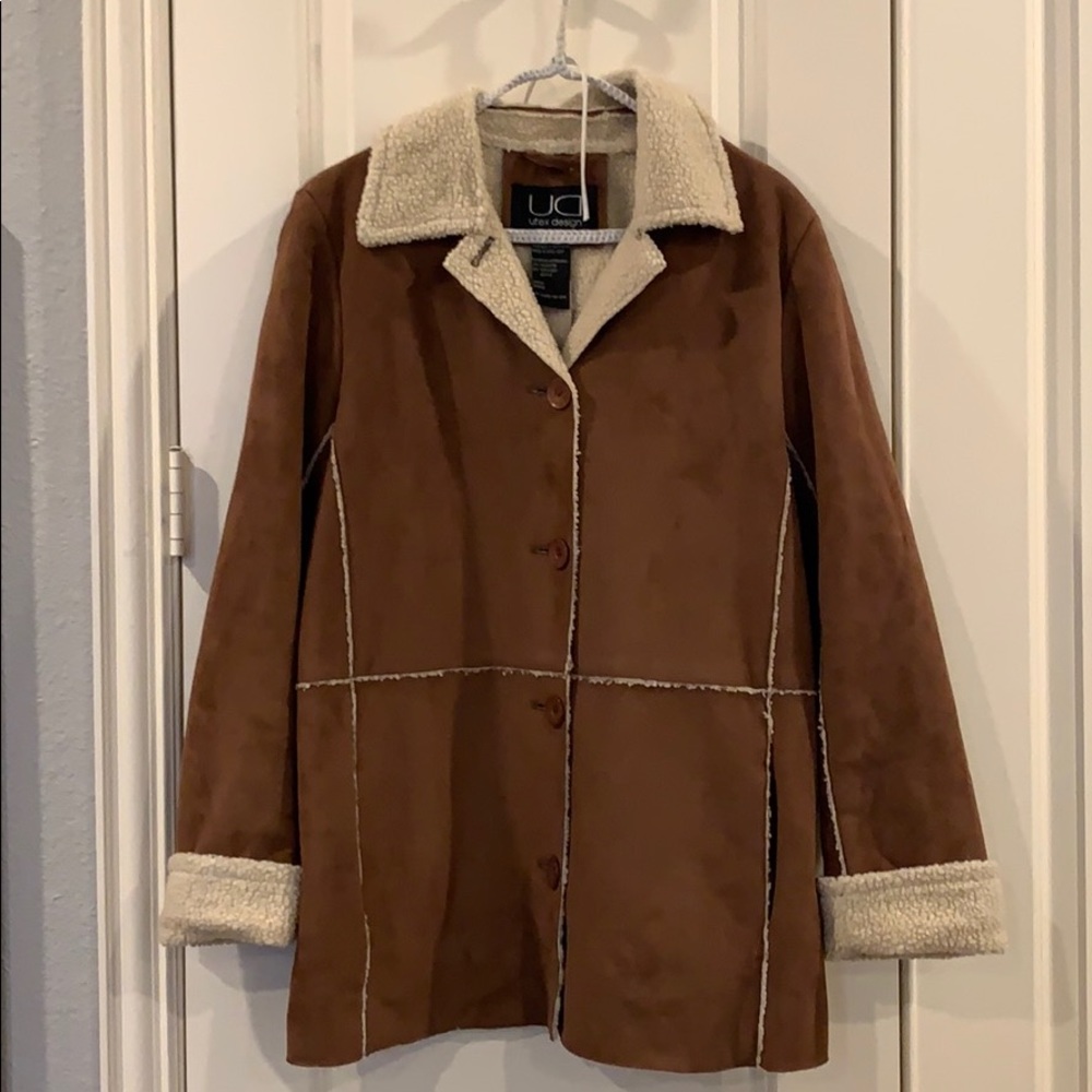 Ladies Utex Design Faux Shearling Suede Jacket